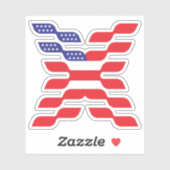 Sticker Monogramme Lettre X Drapeau USA (Feuille)
