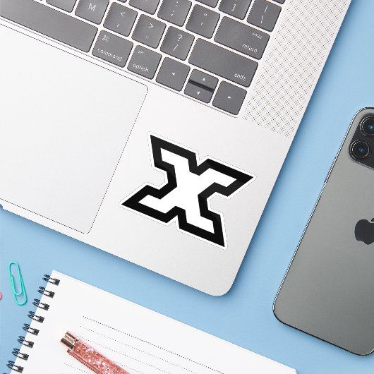 Sticker Monogramme lettre X gras classique (Ordinateur portable avec iPhone)