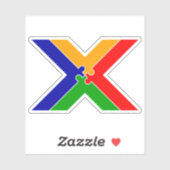 Sticker Monogramme Lettre X Puzzle (Feuille)