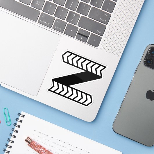 Sticker Monogramme lettre Z style Zebra Arrow (Ordinateur portable avec iPhone)
