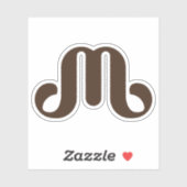 Sticker Monogramme M Courbé Marron Élégant (Feuille)