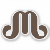 Sticker Monogramme M Courbé Marron Élégant (Devant)