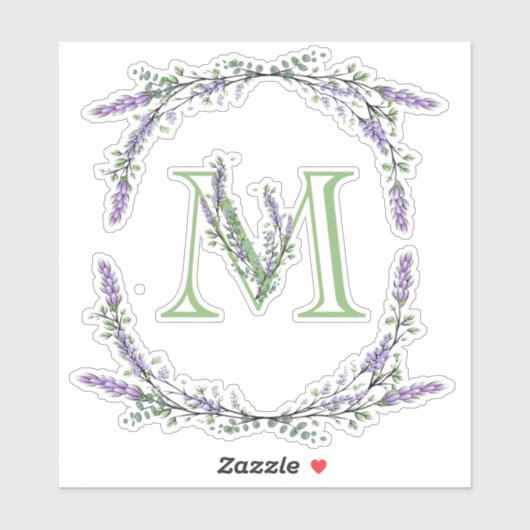 Sticker Monogramme M Lavender Eucalyptus (Feuille)