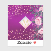 Sticker Monogramme Magenta Rosegold Parties scintillant mé (Feuille)