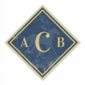 Sticker Monogramme Marbré Marine + Tronc à cheval d'or (Devant)