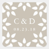 Sticker Monogramme Mariage Arabesque | Champagne (Devant)