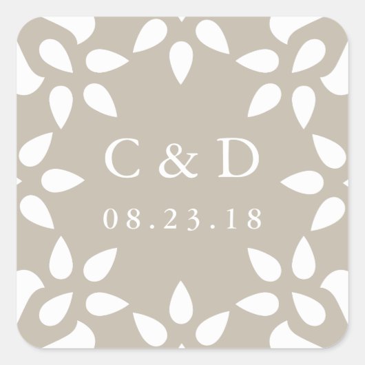 Sticker Monogramme Mariage Arabesque | Champagne (Devant)
