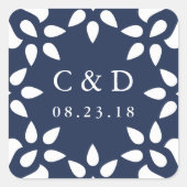 Sticker Monogramme Mariage Arabesque | Marine (Devant)