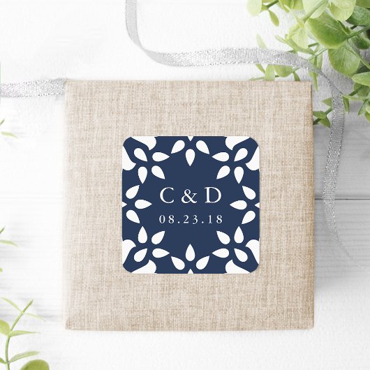 Sticker Monogramme Mariage Arabesque | Marine