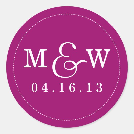 Sticker Monogramme Mariage de charme - Framboise (Devant)