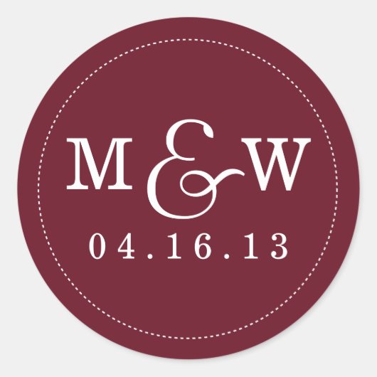 Sticker Monogramme Mariage de charme - Rouge Vin (Devant)