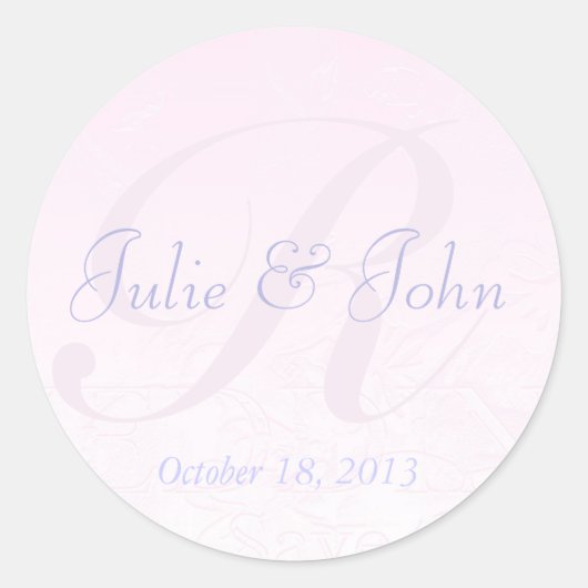 Sticker Monogramme mariage en soie rose Fleurs Dam (Devant)