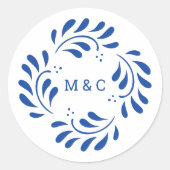 Sticker Monogramme Mariage mexicain bleu Puebla (Devant)