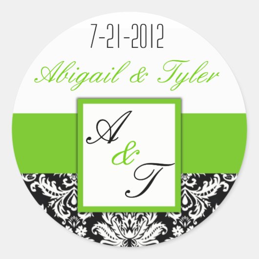 Sticker Monogramme Mariage noir vert (Devant)