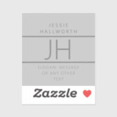 Sticker Monogramme moderne Nom et informations Transparent (Feuille)