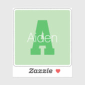 Sticker Monogramme moderne | Pale & Kelly Green (Feuille)