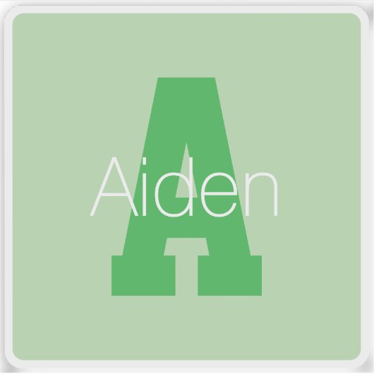 Sticker Monogramme moderne | Pale & Kelly Green (Devant)