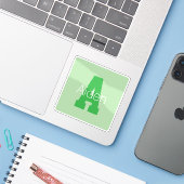 Sticker Monogramme moderne | Pale & Kelly Green (Ordinateur portable avec iPhone)