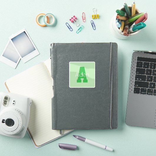Sticker Monogramme moderne | Pale & Kelly Green (Couverture iPad)