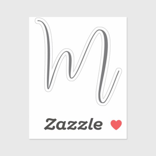 Sticker Monogramme Moderne Simple Minimaliste Uni (Feuille)
