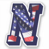 Sticker Monogramme N American Flag LETTRE N INITIALE USA (Devant)