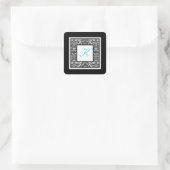 Sticker Monogramme noir, blanc et bleu Damas (Sac)