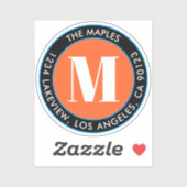 Sticker Monogramme noir orange bleu clair transparent (Feuille)