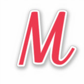 Sticker Monogramme Nom initial Bold Bright Red Stylish Cut (Recto)