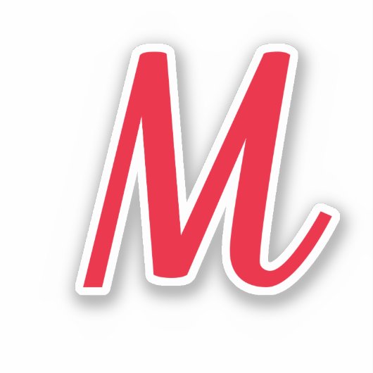 Sticker Monogramme Nom initial Bold Bright Red Stylish Cut (Recto)