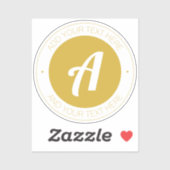 Sticker Monogramme or élégant ou ajouter un logo | transpa (Feuille)