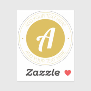 Sticker Monogramme or élégant ou ajouter un logo   transpa