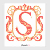 Sticker Monogramme ornemental antique - capital S (Feuille)