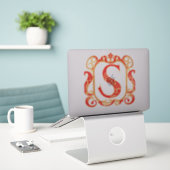 Sticker Monogramme ornemental antique - capital S (Ordinateur portable sur le bureau)