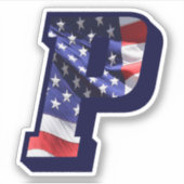 Sticker Monogramme P American Flag LETTRE P INITIAL USA (Devant)