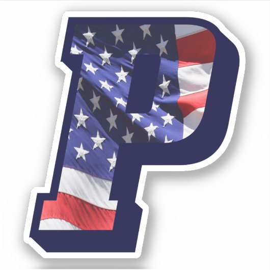 Sticker Monogramme P American Flag LETTRE P INITIAL USA (Devant)