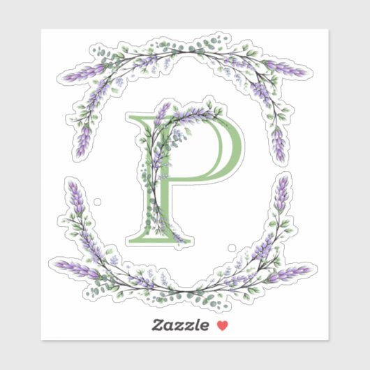 Sticker Monogramme P Lavande Eucalyptus (Feuille)