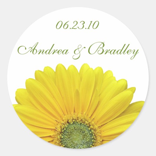 Sticker Monogramme Personnalisable Gerbera Jaune (Devant)