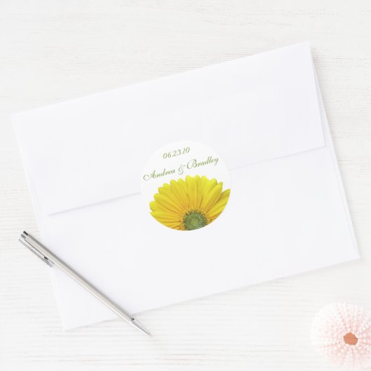 Sticker Monogramme Personnalisable Gerbera Jaune (Enveloppe)