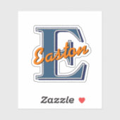 Sticker Monogramme personnalisé Nom initial Marine bleu et (Feuille)