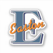 Sticker Monogramme personnalisé Nom initial Marine bleu et (Devant)