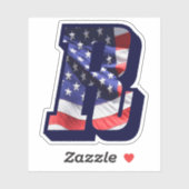 Sticker Monogramme R American Flag LETTRE R INITIALE USA (Feuille)