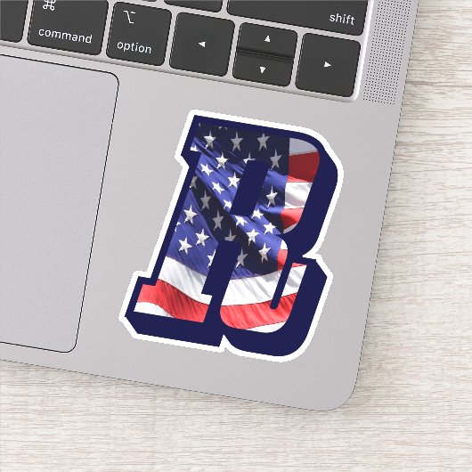 Sticker Monogramme R American Flag LETTRE R INITIALE USA (Détail)