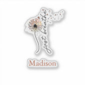 Sticker Monogramme Respire juste le Dandelion Yoga Self Ca (Devant)