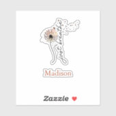 Sticker Monogramme Respire juste le Dandelion Yoga Self Ca (Feuille)