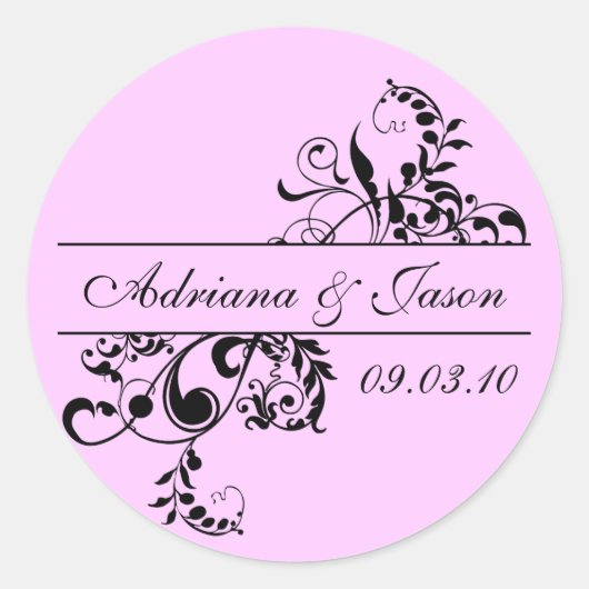 Sticker Monogramme rose et noir (Devant)