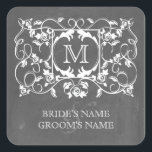 Sticker Monogramme Rose Inspiré Chalkboard<br><div class="desc">Un autocollant au design rose inspiré du tableau de bord. Personnalisez avec vos initiales et vos noms.</div>