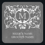 Sticker Monogramme Rose Inspiré Chalkboard<br><div class="desc">Un autocollant au design rose inspiré du tableau de bord. Personnalisez avec vos initiales et vos noms.</div>