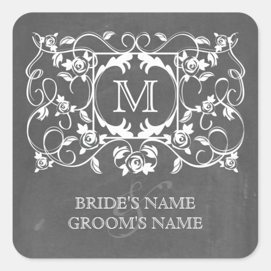 Sticker Monogramme Rose Inspiré Chalkboard (Devant)