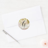 Sticker Monogramme Rose nuptial blanc... G initial (Enveloppe)