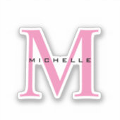 Sticker Monogramme Rose Votre Nom Cadeau Spécial Bien-Aimé (Recto)